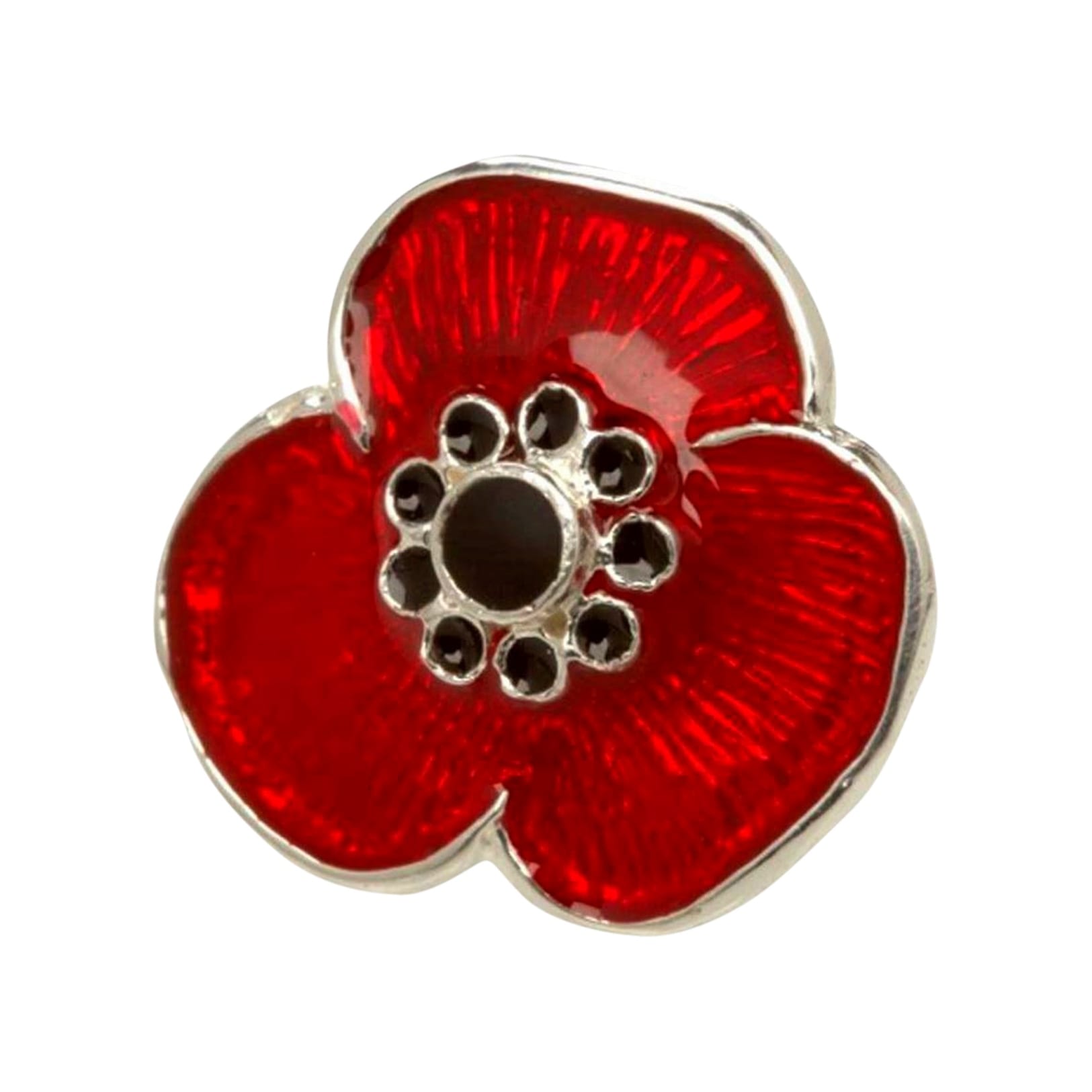Sterling Silver Remembrance Poppy Pin Lest We Forget Uk