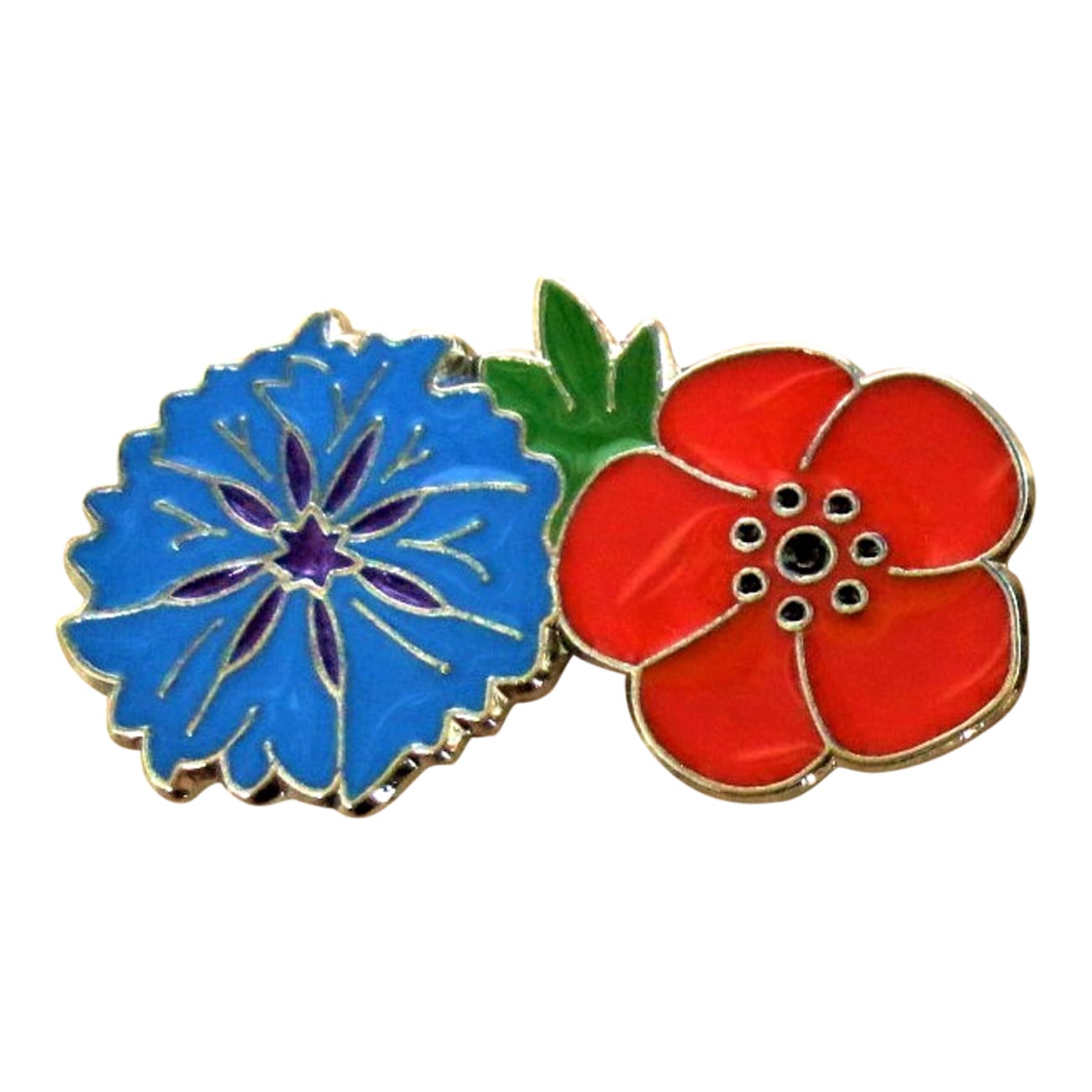 1914-Allies-1918 Lapel Pin, National Symbols the Poppy & Le Bleuet - Lest  We Forget UK