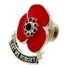 'Lest We Forget’ Sterling Silver Remembrance Poppy Pin