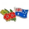ANZAC PIN, Poppy & Wattle with Australia Flag, Symbols Of Remembrance