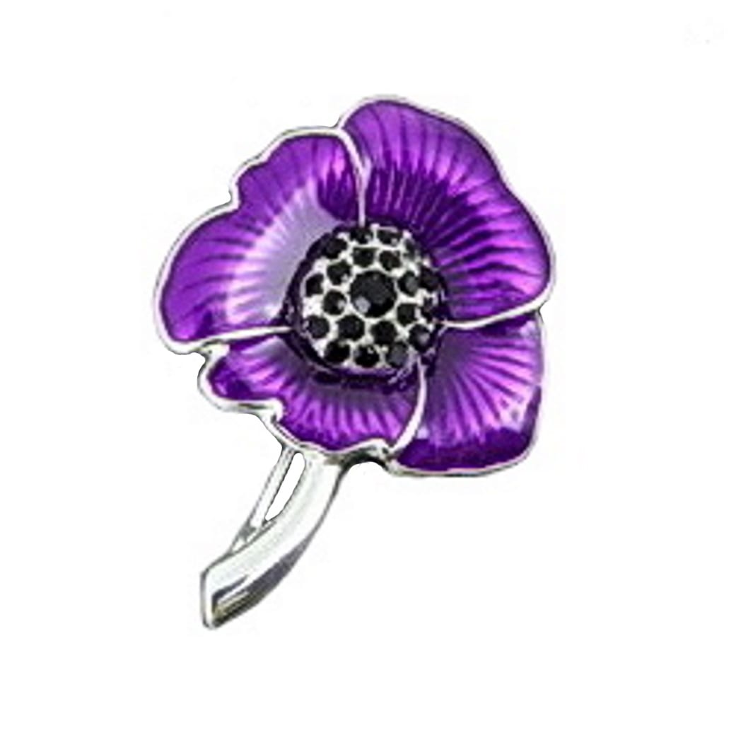 NEW 2 x Mini Purple Glitter Poppy 'Animals Of War' Charity Lapel Badge Pins Pin 