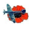 Poppy Spitfire Brooch Badge, Wild Poppy, Enamel, Rhodium Plate & Enamel.  ref LWF_P1040A
