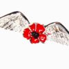Wings Poppy Brooch,  Rhodium Plated and Red Enamel LWF_P1051