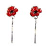 Long Drop Earrings, Poppy Flowers, pierce ears, Butterfly Fitting, ref LWF_P3010